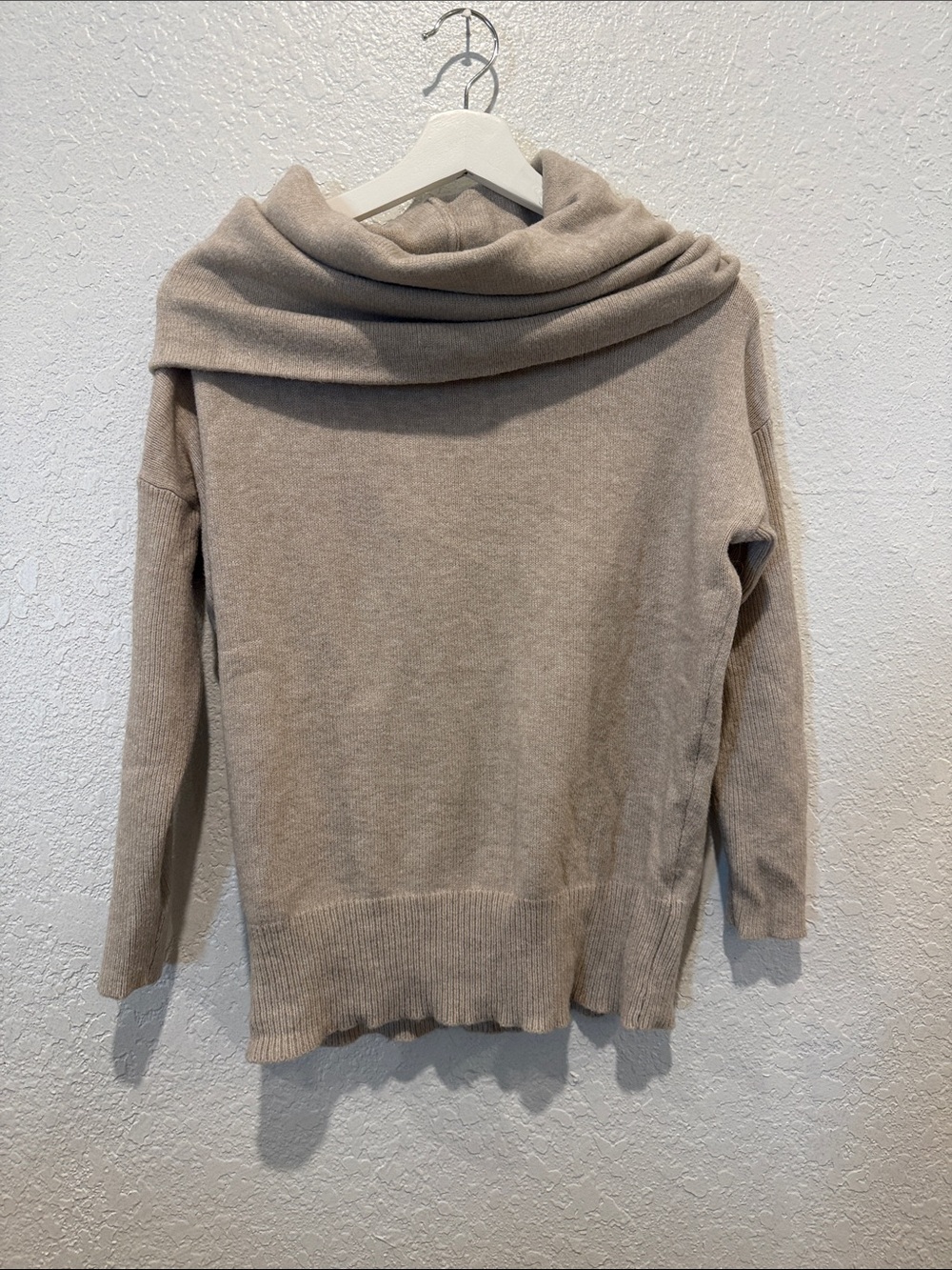 Cozy Off-Shoulder Taupe Women's Sweater
